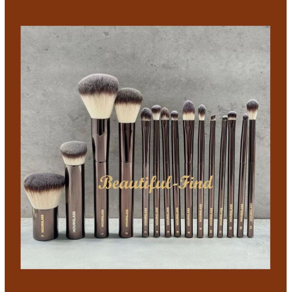 Hourglass Makeup Brush 15 Pcs Set Foundation Powder Shadow Brow NIB